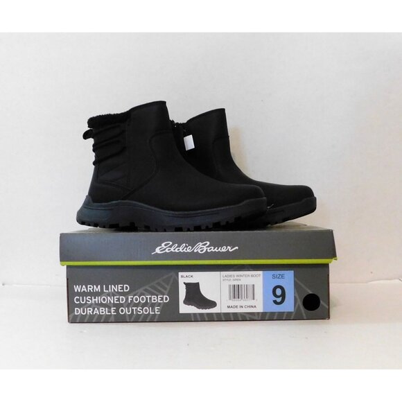 Eddie Bauer Winter Boots Siren Ladies Size 9 Black Warm Lined Cushioned - Picture 11 of 14